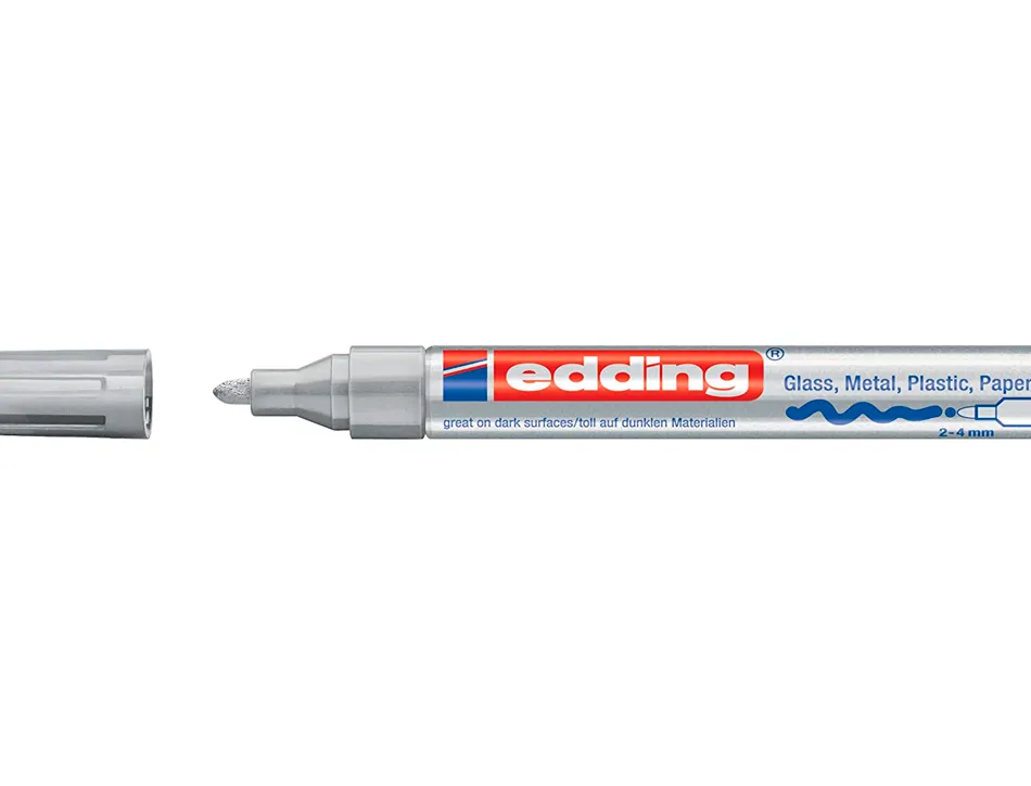 Marqueur edding permanent peinture e750 pointe moyenne 2/4mm encre laquée opaque tous supports résistant chaleur argent