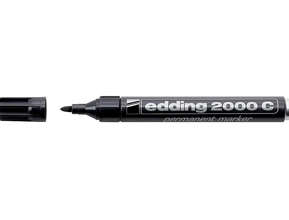 Marqueur edding permanent e2000c pointe ogive tracé 1.5/3mm corps aluminium encre faible odeur séchage rapide noir