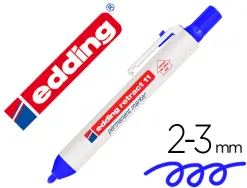 Marqueur edding permanent rétractable pointe ogive 1,5/3mm rechargeable coloris bleu