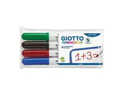 Marqueur giotto robercolor tableau blanc pointe medium ogive 4 mm encre effaçable couleurs assortis étui 4 unités