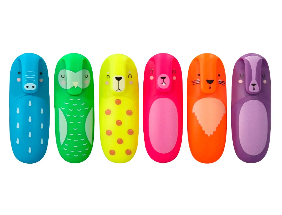 Marqueur imaginovo fluorescent safari neon animaux boite de 6 unites assorties