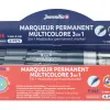 Marqueur juvenilia permanent multicolore 3 en 1 rechargeable pointe fine conique retractable