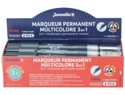 Marqueur juvenilia permanent multicolore 3 en 1 rechargeable pointe fine conique retractable