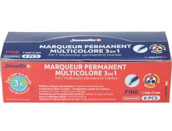 Marqueur juvenilia permanent multicolore 3 en 1 rechargeable pointe fine conique retractable