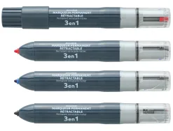 Marqueur juvenilia permanent multicolore 3 en 1 rechargeable pointe fine conique retractable