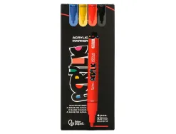 Marqueur liderpapel acrylique base eau tous support pointe ronde 3mm coloris assortis boite 4 unites