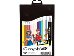 Marqueur manga colors graph'it double pointe encre translucide set 12 unites