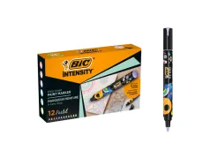 Marqueur peinture bic intensity pointe ogive moyenne coloris pastel assortis boite 12 unites
