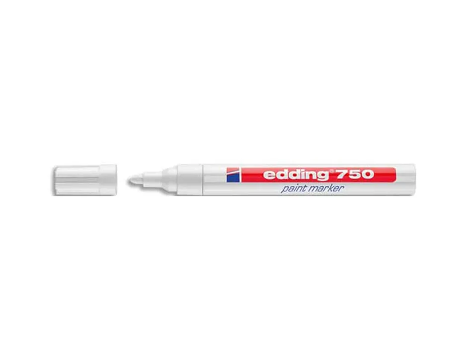 Marqueur peinture edding e750 multi-supports pointe ogive moyenne 2/4mm couvrante permanente coloris blanc