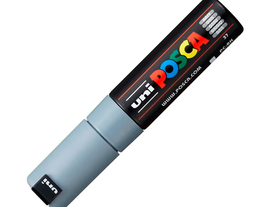 Marqueur peinture posca pc7m pointe large conique encre inodore couvrante miscible tous supports coloris gris
