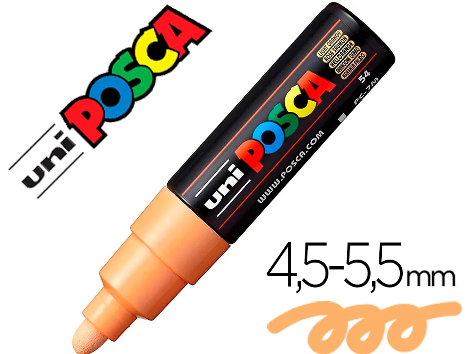 Marqueur peinture posca pc7m pointe large conique encre inodore couvrante miscible tous supports coloris rose