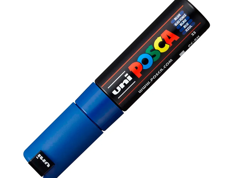 Marqueur peinture posca pc7m pointe large conique encre inodore couvrante miscible tous supports coloris bleu