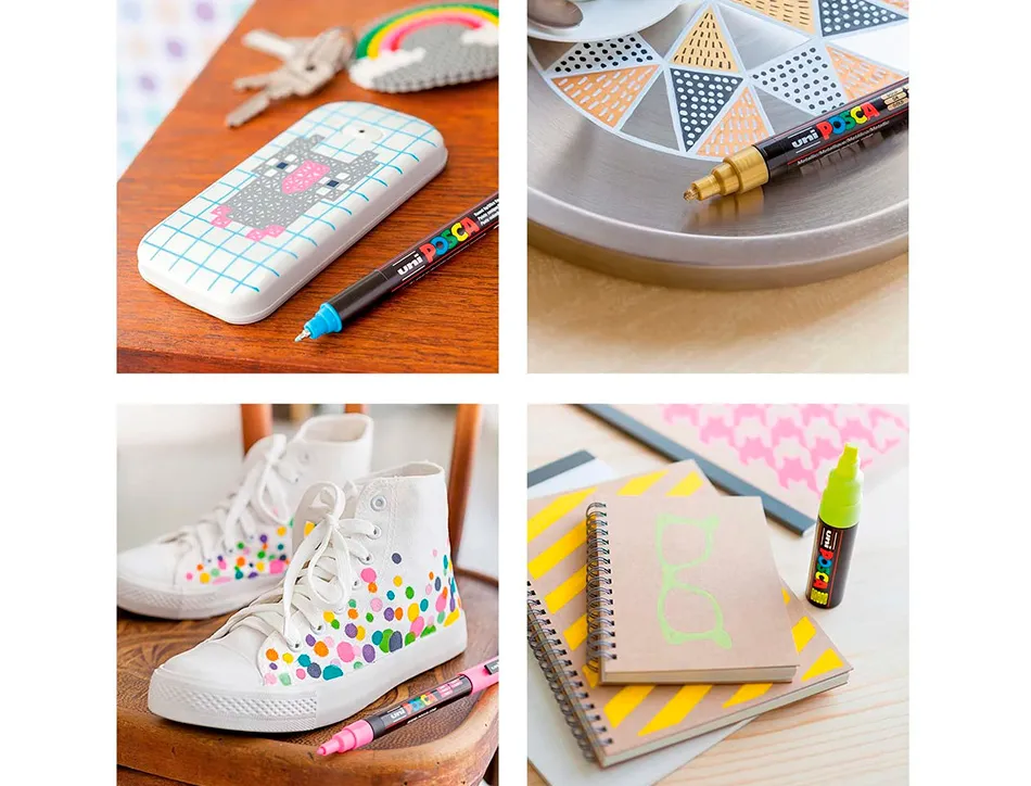 Marqueur peinture posca pc3m pointe fine conique encre inodore couvrante set 16 unites assorties