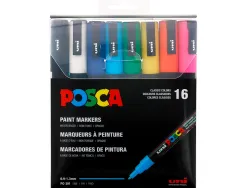 Marqueur peinture posca pc3m pointe fine conique encre inodore couvrante set 16 unites assorties