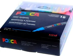 Marqueur peinture posca pc3m pointe fine conique encre inodore couvrante set 16 unites assorties