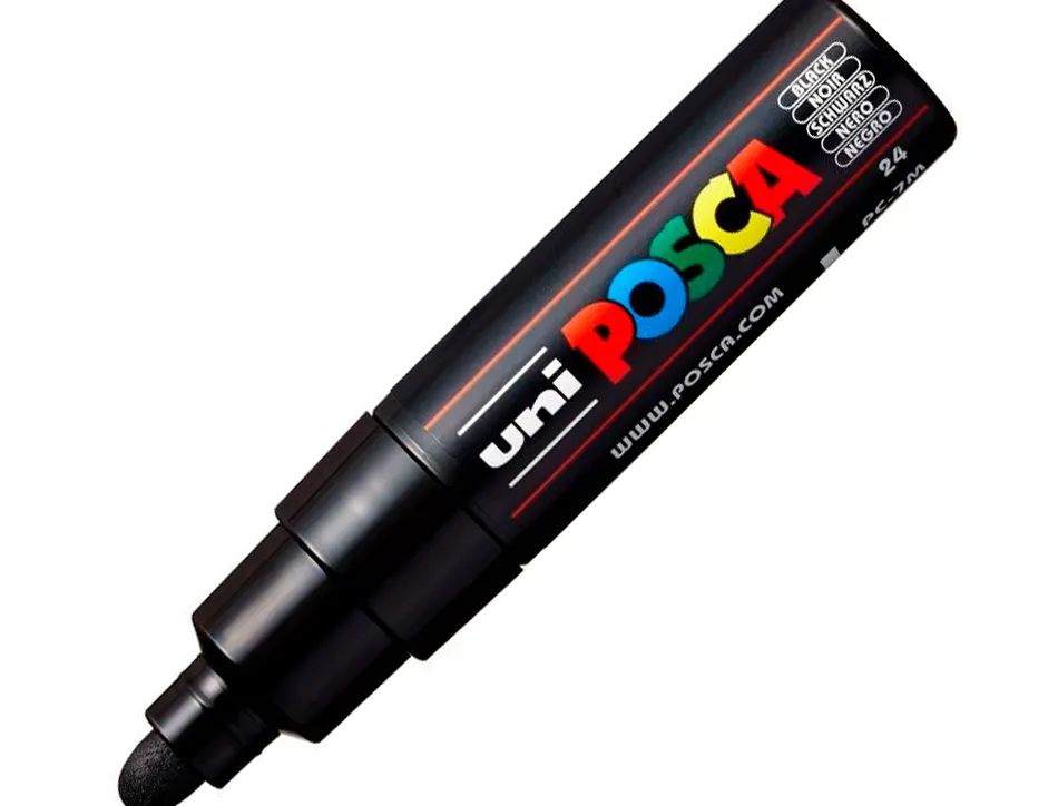 Marqueur peinture posca pc7m pointe large conique encre inodore couvrante miscible tous supports coloris noir