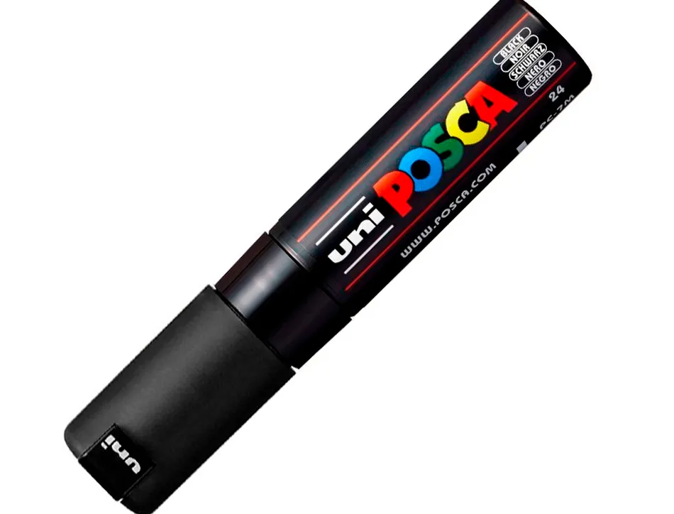 Marqueur peinture posca pc7m pointe large conique encre inodore couvrante miscible tous supports coloris noir