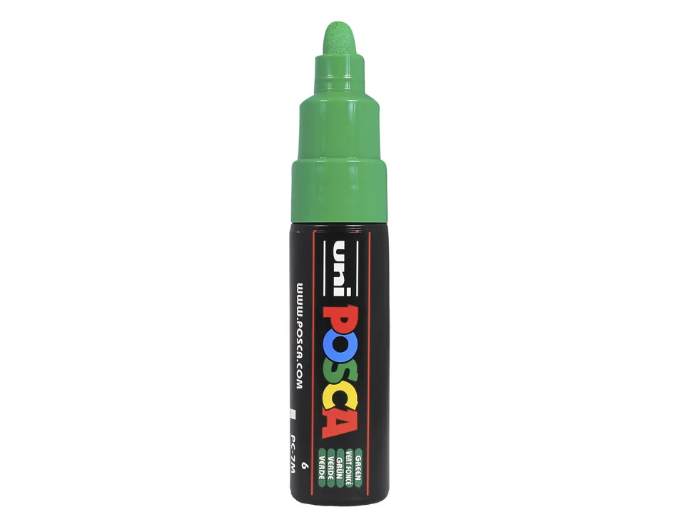 Marqueur peinture posca pc7m pointe large conique encre inodore couvrante miscible tous supports coloris vert