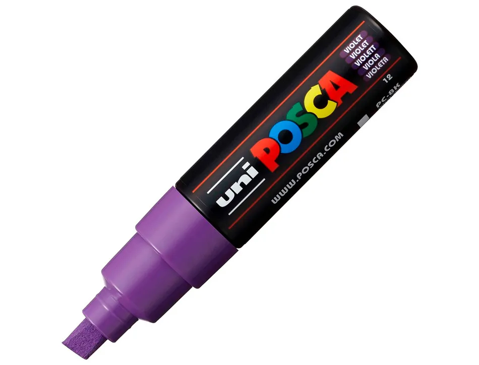 Marqueur peinture posca pc7m pointe large conique encre inodore couvrante miscible tous supports coloris violet