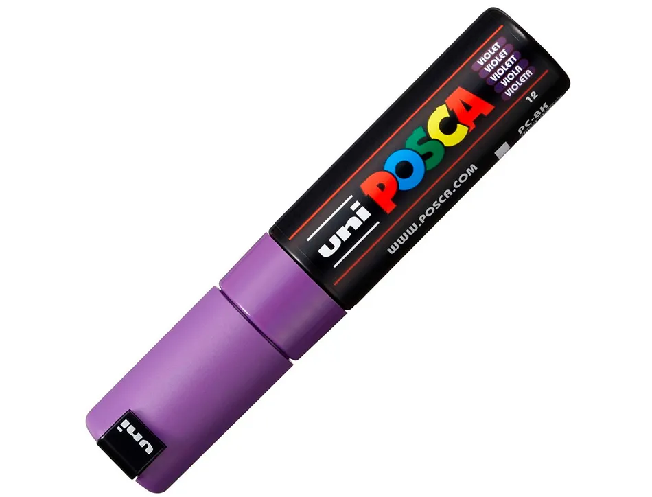 Marqueur peinture posca pc7m pointe large conique encre inodore couvrante miscible tous supports coloris violet