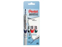 Marqueur pentel maxiflo effaçable tableau blanc pointe conique tracé 1,6mm écriture 1000m corps plastique recyclé 4u
