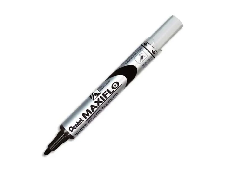 Marqueur pentel maxiflo effaçable tableau blanc pointe conique tracé 1,6mm écriture 1000m corps plastique recyclé noir