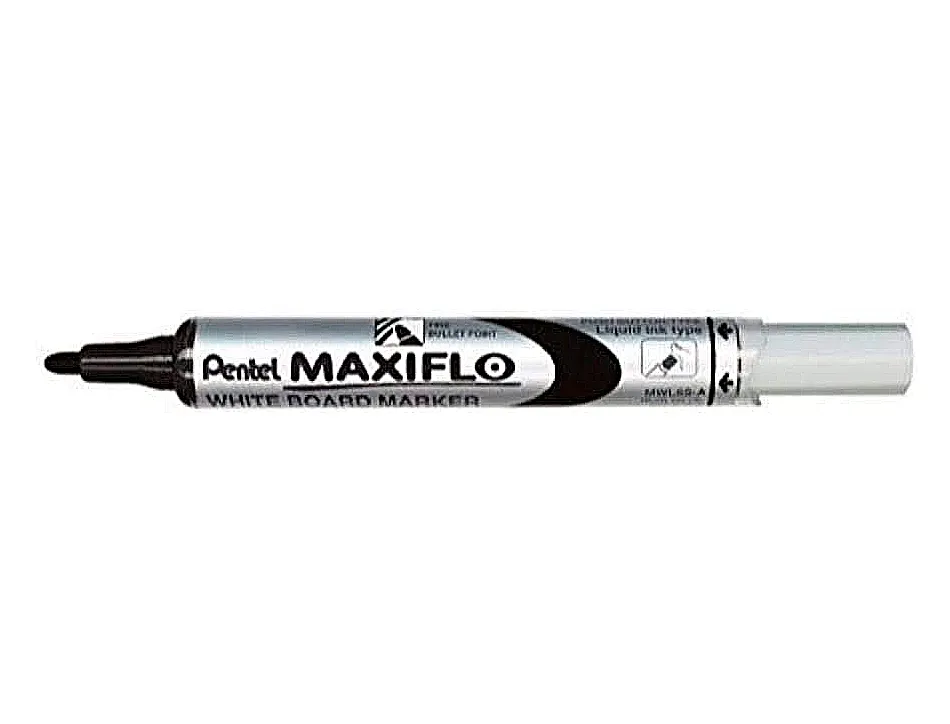 Marqueur pentel maxiflo effaçable tableau blanc pointe conique tracé 1,6mm écriture 1000m corps plastique recyclé noir