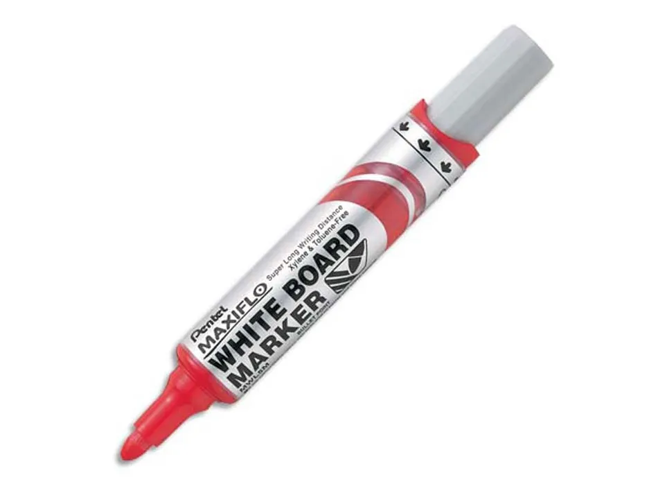 Marqueur pentel maxiflo effaçable tableau blanc pointe conique tracé 2,1mm écriture 1000m corps plastique recyclé rouge