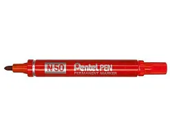 Marqueur pentel n50 permanent pointe ogive 4.3mm encre à solvant indélébile tous supports corps métal rouge