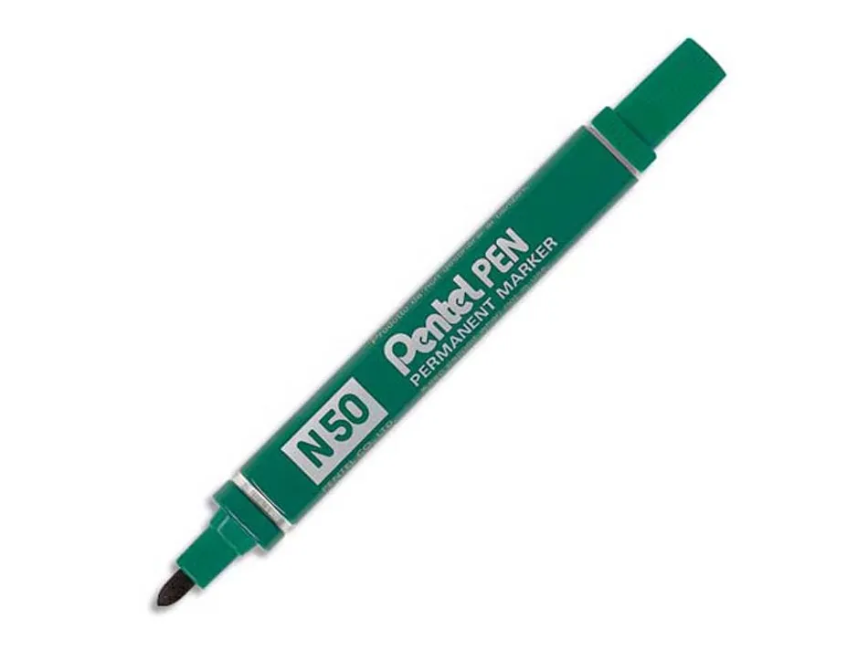 Marqueur pentel n50 permanent pointe ogive 4.3mm encre à solvant indélébile tous supports corps métal vert