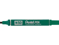 Marqueur pentel n50 permanent pointe ogive 4.3mm encre à solvant indélébile tous supports corps métal vert