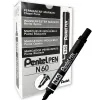 Marqueur pentel n60 permanent pointe biseautée 3.9/5.7mm encre à solvant indélébile tous supports corps métal noir