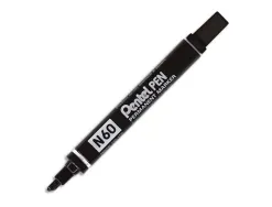 Marqueur pentel n60 permanent pointe biseautée 3.9/5.7mm encre à solvant indélébile tous supports corps métal noir