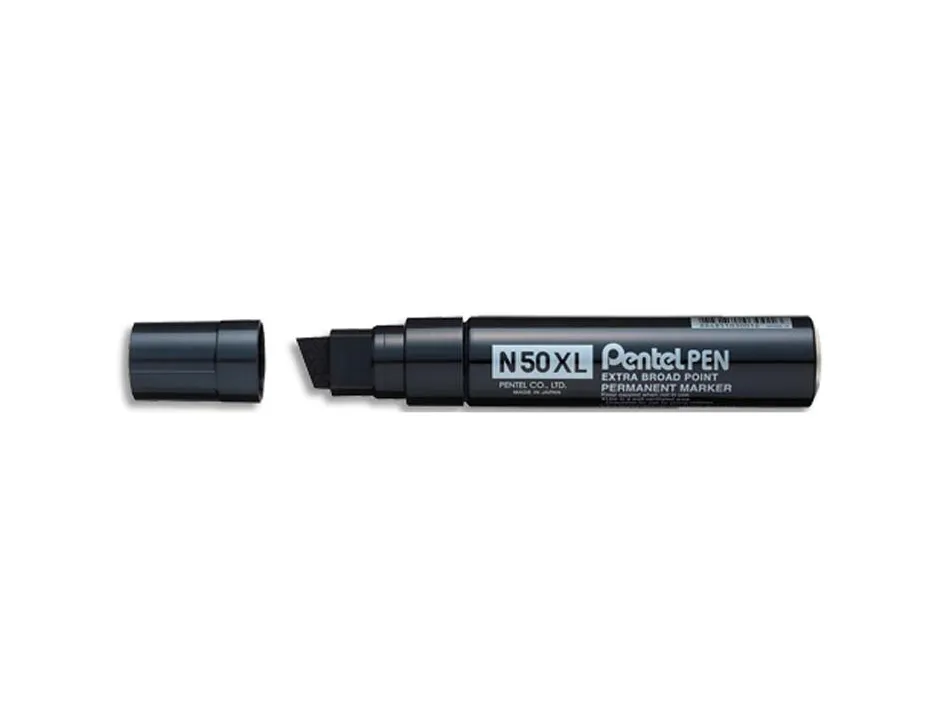Marqueur pentel n50xl permanent pointe biseau extra-large corps aluminium encre à solvant indélébile tout support noir
