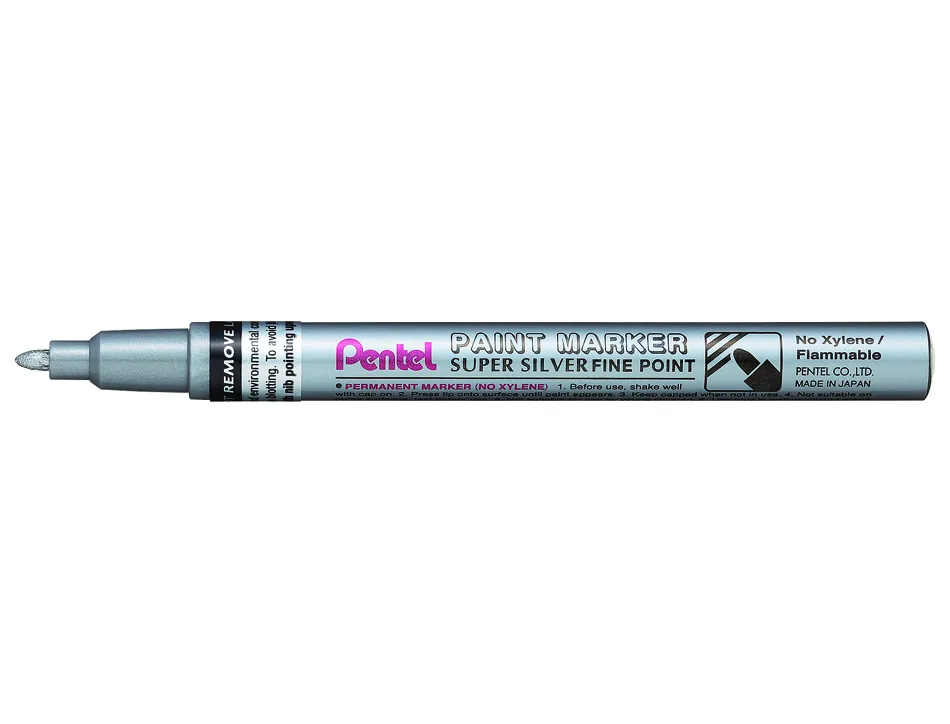 Marqueur pentel peinture paint marker multi-supports pointe fine 2,9mm coloris argent