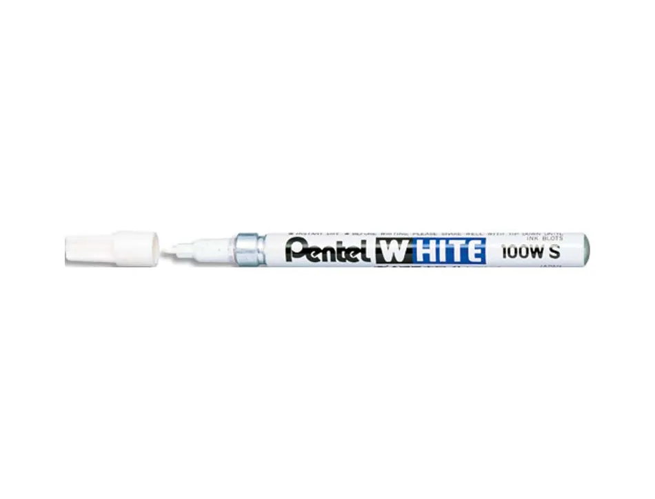 Marqueur pentel peinture pointe conique fine trait 1.3mm indélébile opaque tous usages tous matériaux coloris blanc