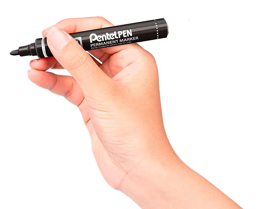Marqueur pentel permanent n50s corps metal pointe conique tres fine encre indelebile tous supports noire