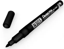 Marqueur pentel permanent n50s corps metal pointe conique tres fine encre indelebile tous supports noire
