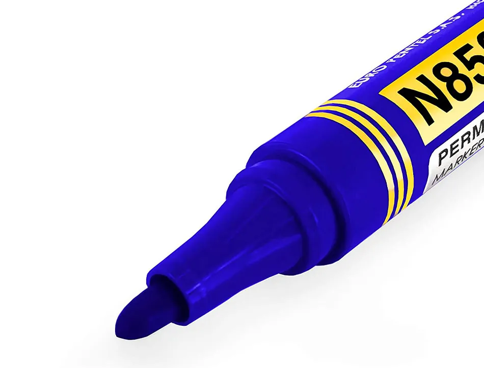 Marqueur pentel permanent pointe conique moyenne 4,20mm encre indelebible faible odeurtous supports coloris bleu