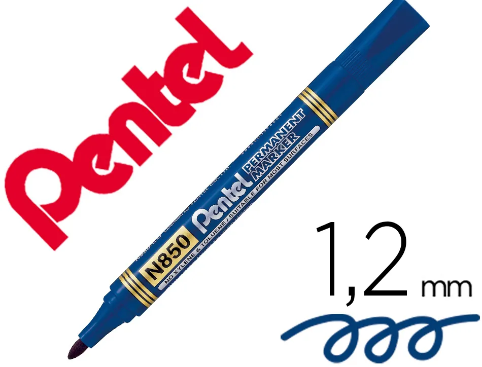 Marqueur pentel permanent pointe conique moyenne 4,20mm encre indelebible faible odeurtous supports coloris bleu