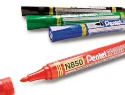 Marqueur pentel permanent pointe conique moyenne 4,20mm encre indelebible faible odeurtous supports coloris bleu