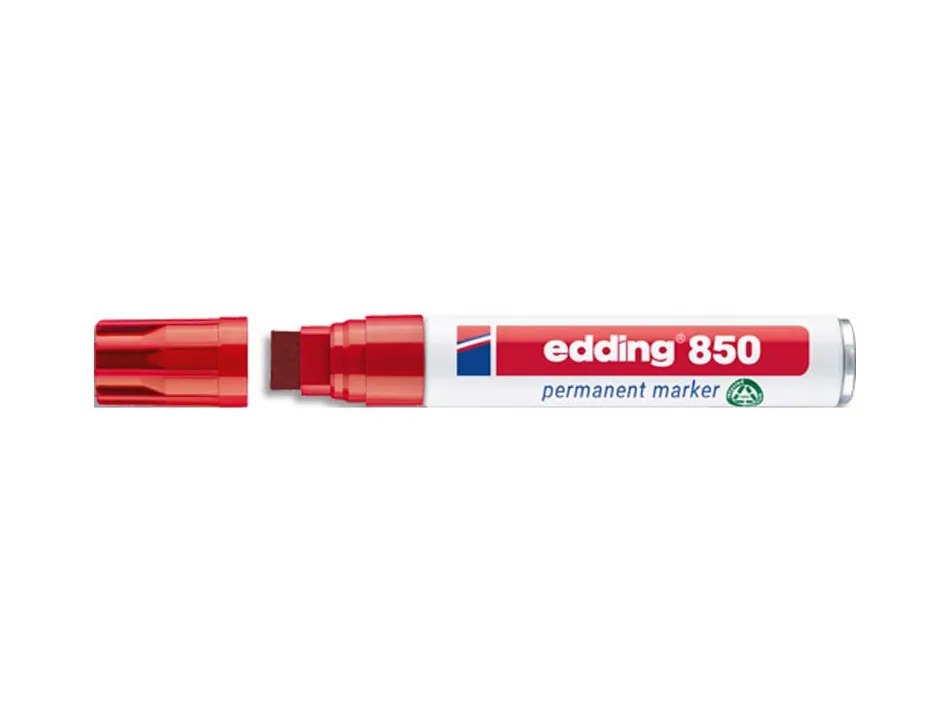 Marqueur permanent edding 850 pointe biseautée corps aluminium coloris rouge