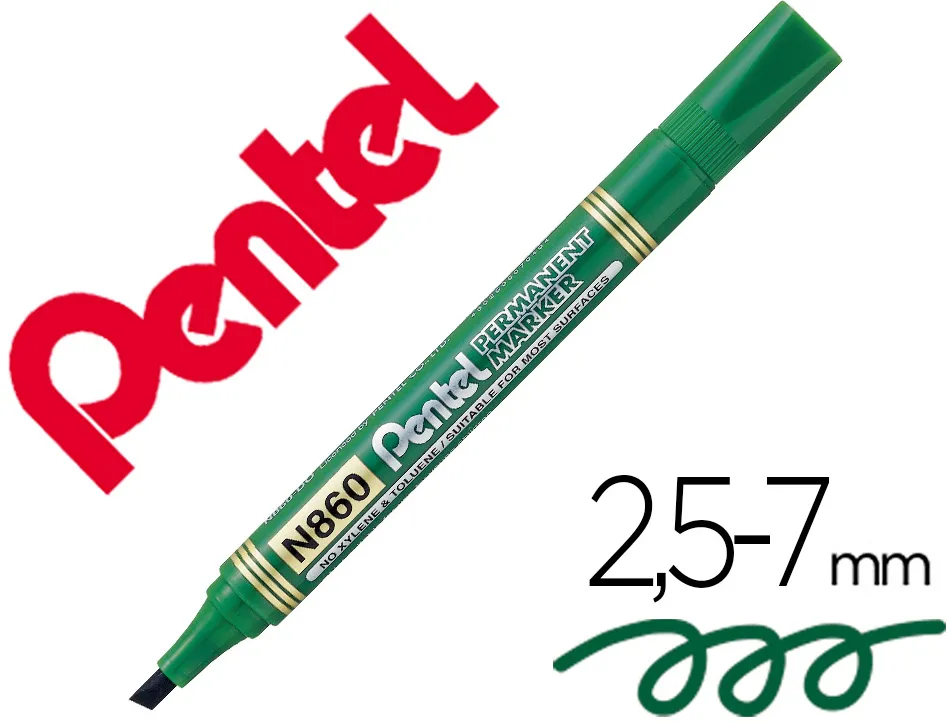 Marqueur permanent pentel pointe biseautee moyenne 2,3/4,5mm encre faible odeur coloris vert