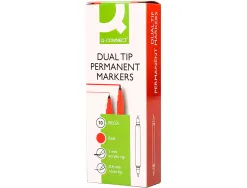 Marqueur permanent q-connect pointe double 1mm et 0,4 mm coloris rouge