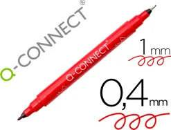 Marqueur permanent q-connect pointe double 1mm et 0,4 mm coloris rouge