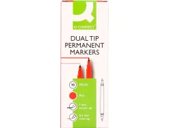 Marqueur permanent q-connect pointe double 1mm et 0,4 mm coloris rouge