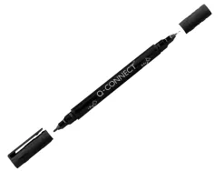 Marqueur permanent q-connect pointe double 1mm et 0,4 mm coloris noir