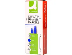Marqueur permanent q-connect pointe double 1mm et 0,4 mm coloris bleu