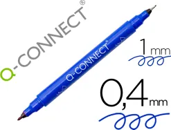 Marqueur permanent q-connect pointe double 1mm et 0,4 mm coloris bleu