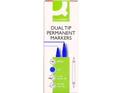 Marqueur permanent q-connect pointe double 1mm et 0,4 mm coloris bleu